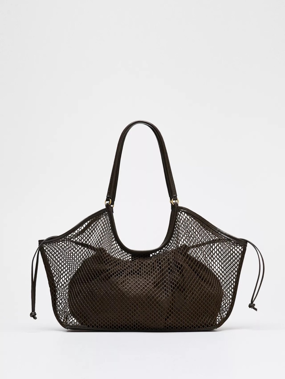 Zara Dark Brown Mesh Tote NWT